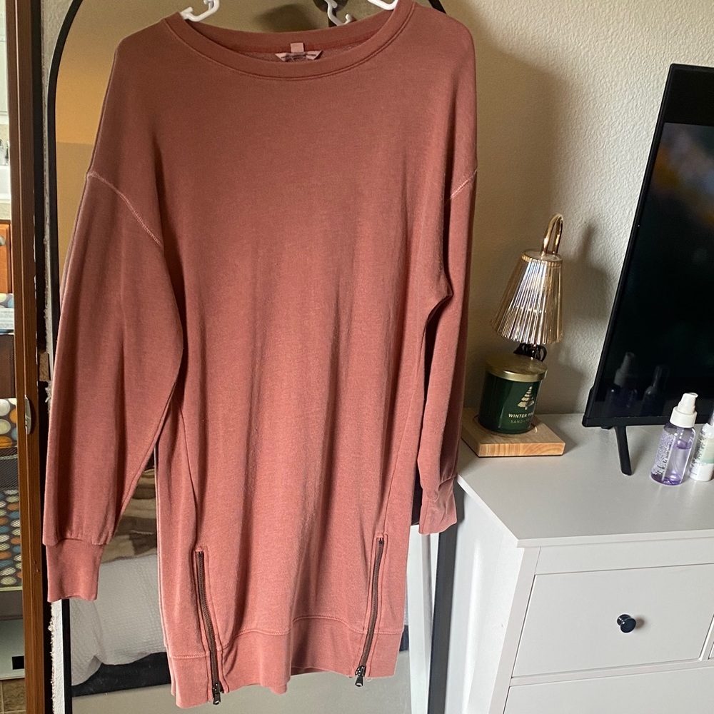 American Eagle Outfitters Women's Crew Neck Sweater Dress - Rust/Rose